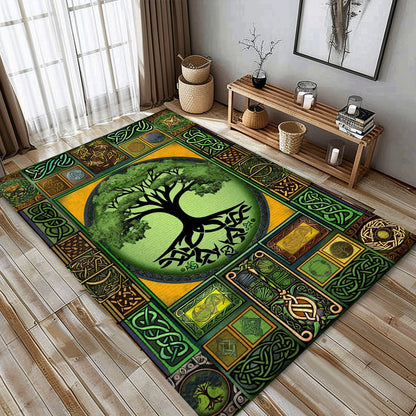 Symbolic Viking Area Rug with Intricate Celtic Tree of Life Pattern, Personalized Carpet Viking, Viking Area Rugs for Living Room, Viking Carpet Bedroom, Popular Rug Full Size (3x5, 4x6, 5x8) V28