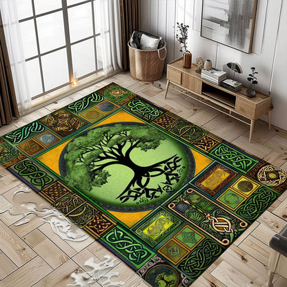 Symbolic Viking Area Rug with Intricate Celtic Tree of Life Pattern, Personalized Carpet Viking, Viking Area Rugs for Living Room, Viking Carpet Bedroom, Popular Rug Full Size (3x5, 4x6, 5x8) V28