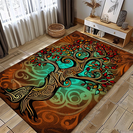 Viking Celtic Tree of Life Area Rug: Norse Mythology Influence, Personalized Carpet Viking, Viking Area Rugs for Living Room, Viking Carpet Bedroom, Popular Rug Full Size (3x5, 4x6, 5x8) V27