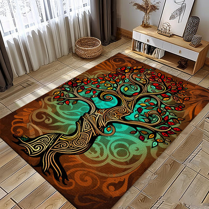 Viking Celtic Tree of Life Area Rug: Norse Mythology Influence, Personalized Carpet Viking, Viking Area Rugs for Living Room, Viking Carpet Bedroom, Popular Rug Full Size (3x5, 4x6, 5x8) V27