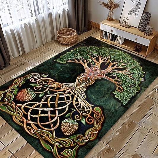 Mythical Viking Area Rug Featuring Celtic Tree of Life Motif, Personalized Carpet Viking, Viking Area Rugs for Living Room, Viking Carpet Bedroom, Popular Rug Full Size (3x5, 4x6, 5x8) V26