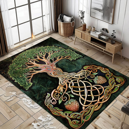 Mythical Viking Area Rug Featuring Celtic Tree of Life Motif, Personalized Carpet Viking, Viking Area Rugs for Living Room, Viking Carpet Bedroom, Popular Rug Full Size (3x5, 4x6, 5x8) V26