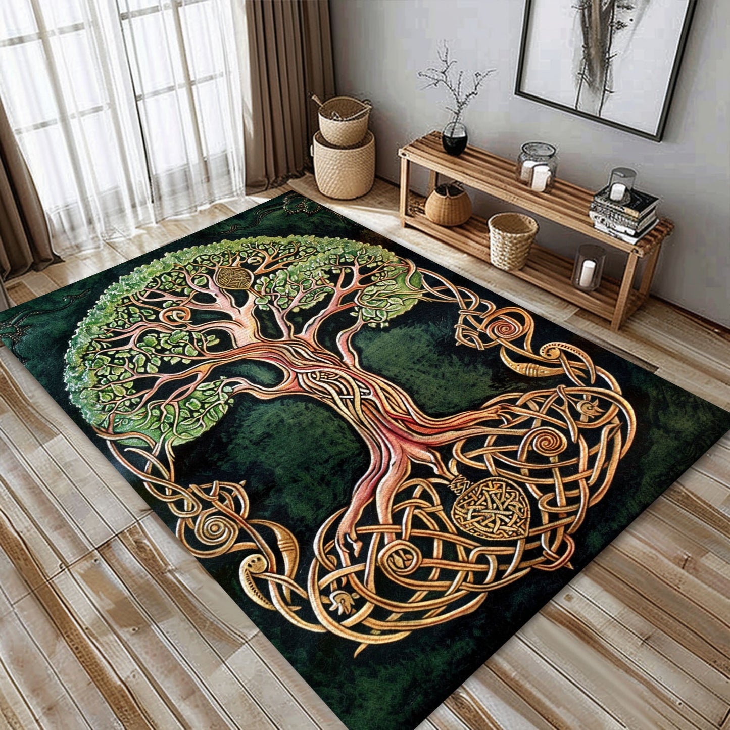 Celtic Tree of Life Design Viking Rug: Mythological Decor, Personalized Carpet Viking, Viking Area Rugs for Living Room, Viking Carpet Bedroom, Popular Rug Full Size (3x5, 4x6, 5x8) V25