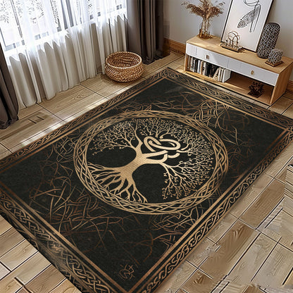 Unique Viking Celtic Tree of Life Area Rug for Home Decor, Personalized Carpet Viking, Viking Area Rugs for Living Room, Viking Carpet Bedroom, Popular Rug Full Size (3x5, 4x6, 5x8) V23