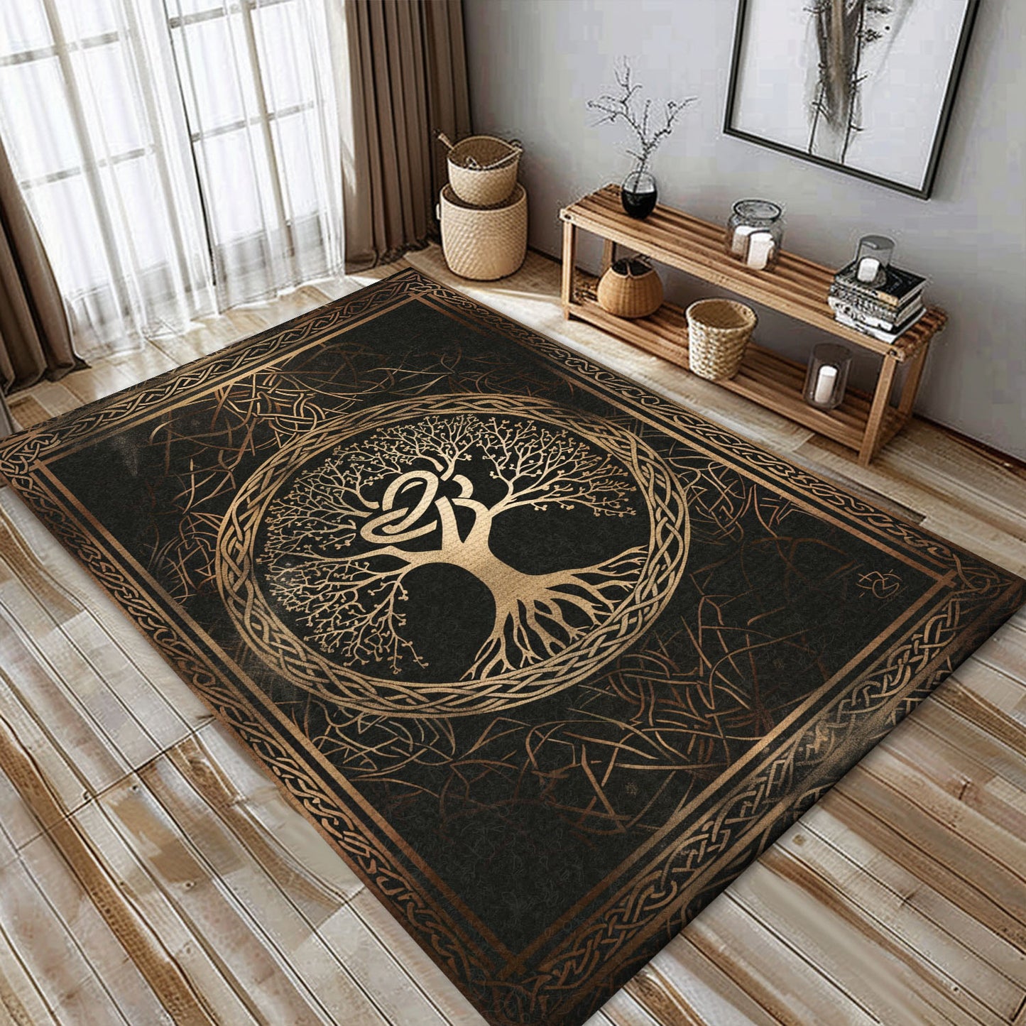 Unique Viking Celtic Tree of Life Area Rug for Home Decor, Personalized Carpet Viking, Viking Area Rugs for Living Room, Viking Carpet Bedroom, Popular Rug Full Size (3x5, 4x6, 5x8) V23