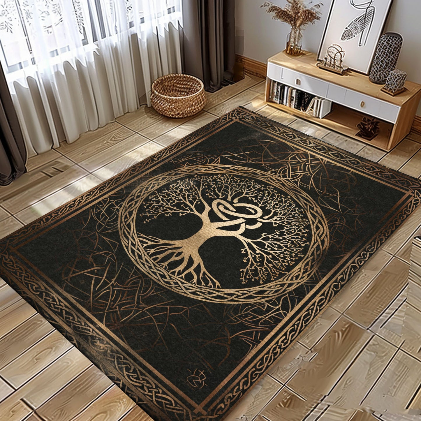 Unique Viking Celtic Tree of Life Area Rug for Home Decor, Personalized Carpet Viking, Viking Area Rugs for Living Room, Viking Carpet Bedroom, Popular Rug Full Size (3x5, 4x6, 5x8) V23