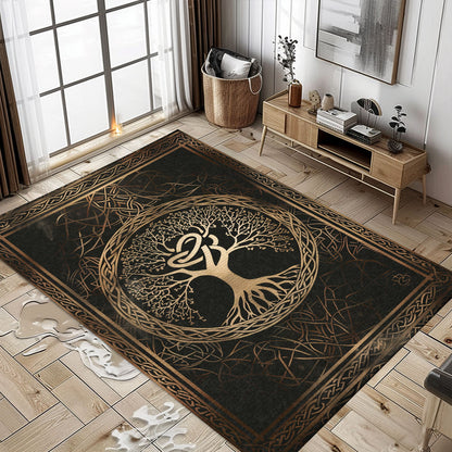 Unique Viking Celtic Tree of Life Area Rug for Home Decor, Personalized Carpet Viking, Viking Area Rugs for Living Room, Viking Carpet Bedroom, Popular Rug Full Size (3x5, 4x6, 5x8) V23