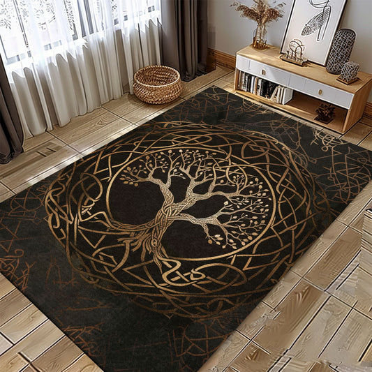 Viking Area Rug: Celtic Tree of Life Design for Bedroom and Living Room, Personalized Carpet Viking, Popular Rug Full Size (3x5, 4x6, 5x8) V21