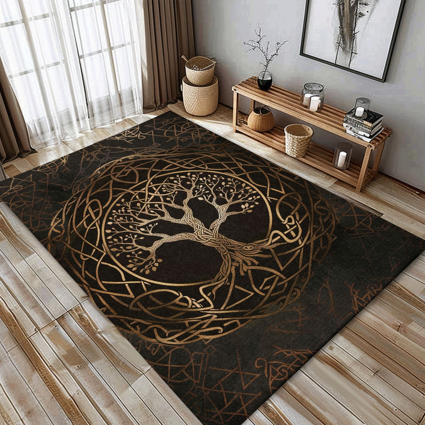 Viking Area Rug: Celtic Tree of Life Design for Bedroom and Living Room, Personalized Carpet Viking, Popular Rug Full Size (3x5, 4x6, 5x8) V21