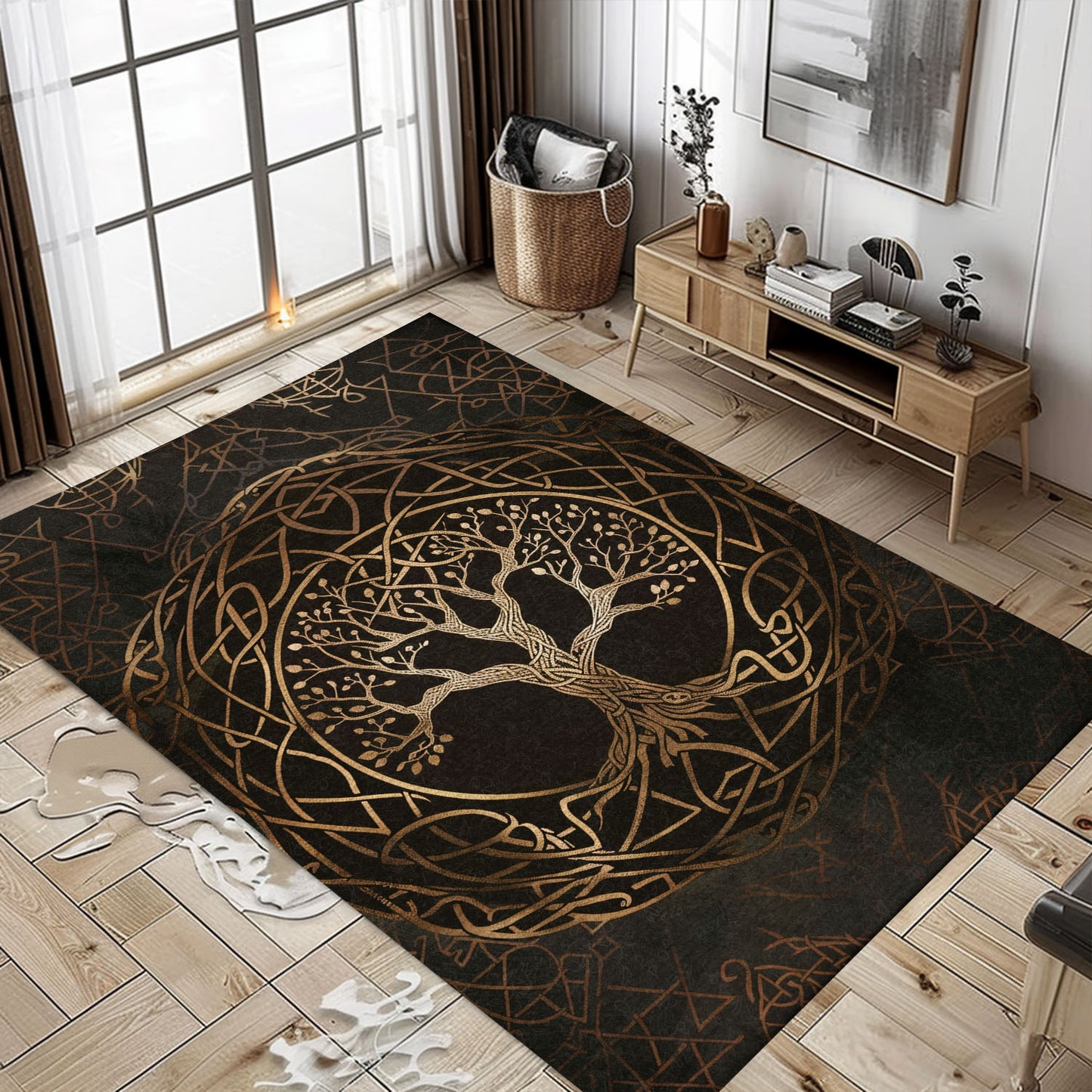 Viking Area Rug: Celtic Tree of Life Design for Bedroom and Living Room, Personalized Carpet Viking, Popular Rug Full Size (3x5, 4x6, 5x8) V21