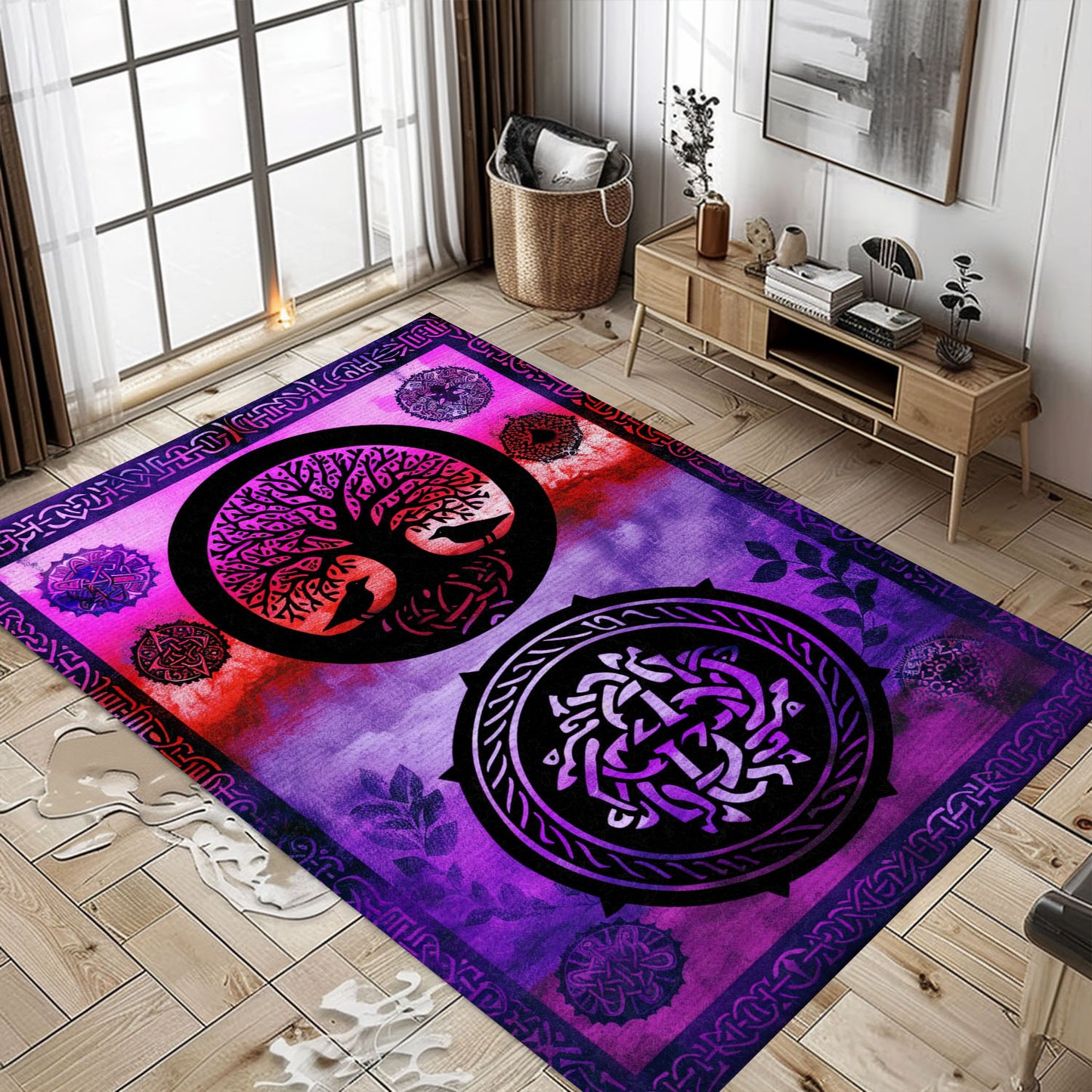 Norse Mythology Influence on Celtic Tree of Life Viking Rug, Personalized Carpet Viking, Viking Area Rugs for Living Room, Viking Carpet Bedroom, Popular Rug Full Size (3x5, 4x6, 5x8) V20