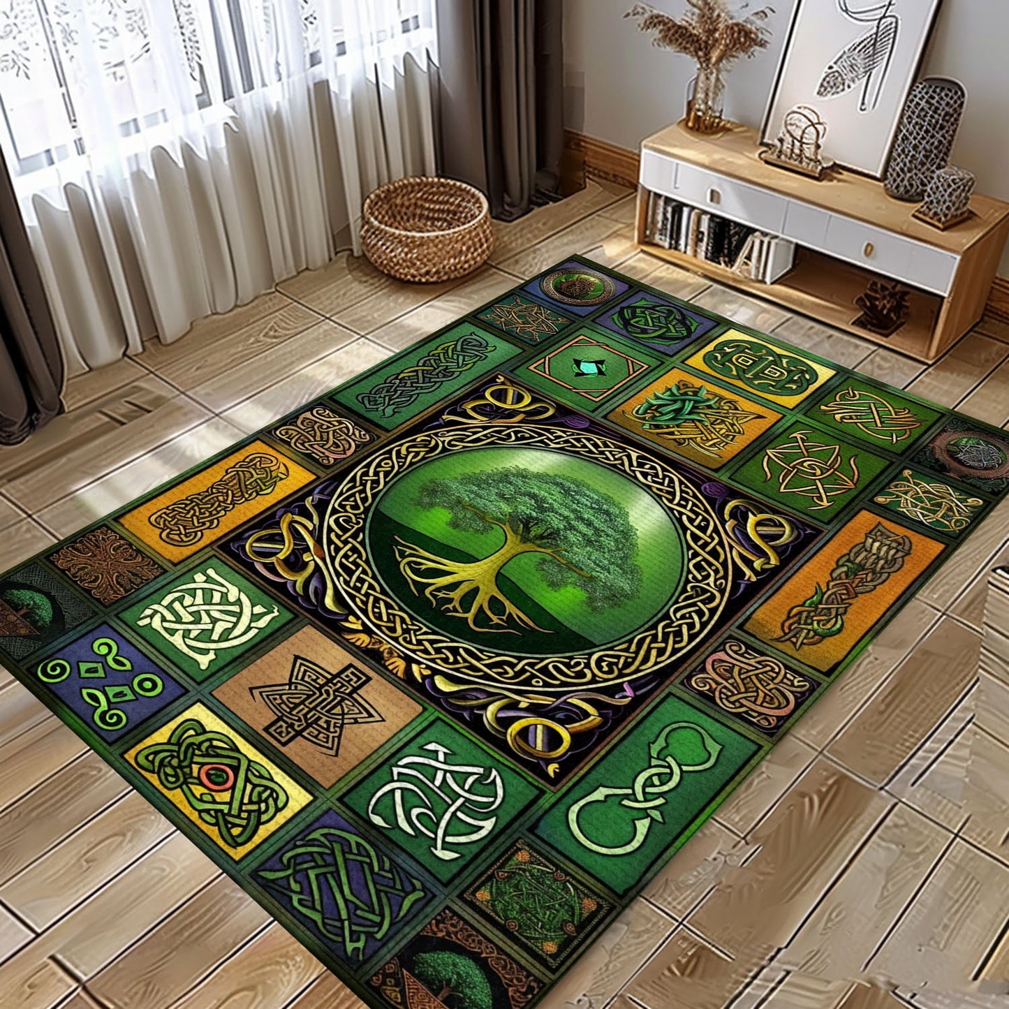 Mythological Celtic Tree of Life Viking Rug for Home Decor, Personalized Carpet Viking, Viking Area Rugs for Living Room, Viking Carpet Bedroom, Popular Rug Full Size (3x5, 4x6, 5x8) V29