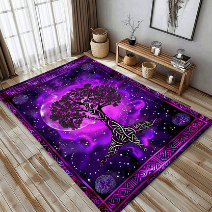 Viking Area Rug with Intricate Celtic Tree of Life Pattern, Personalized Carpet Viking, Viking Area Rugs for Living Room, Viking Carpet Bedroom, Popular Rug Full Size (3x5, 4x6, 5x8) V17