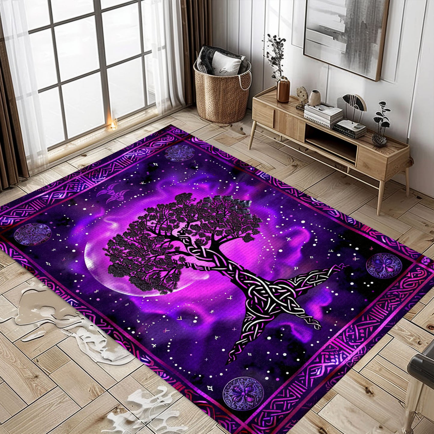 Viking Area Rug with Intricate Celtic Tree of Life Pattern, Personalized Carpet Viking, Viking Area Rugs for Living Room, Viking Carpet Bedroom, Popular Rug Full Size (3x5, 4x6, 5x8) V17