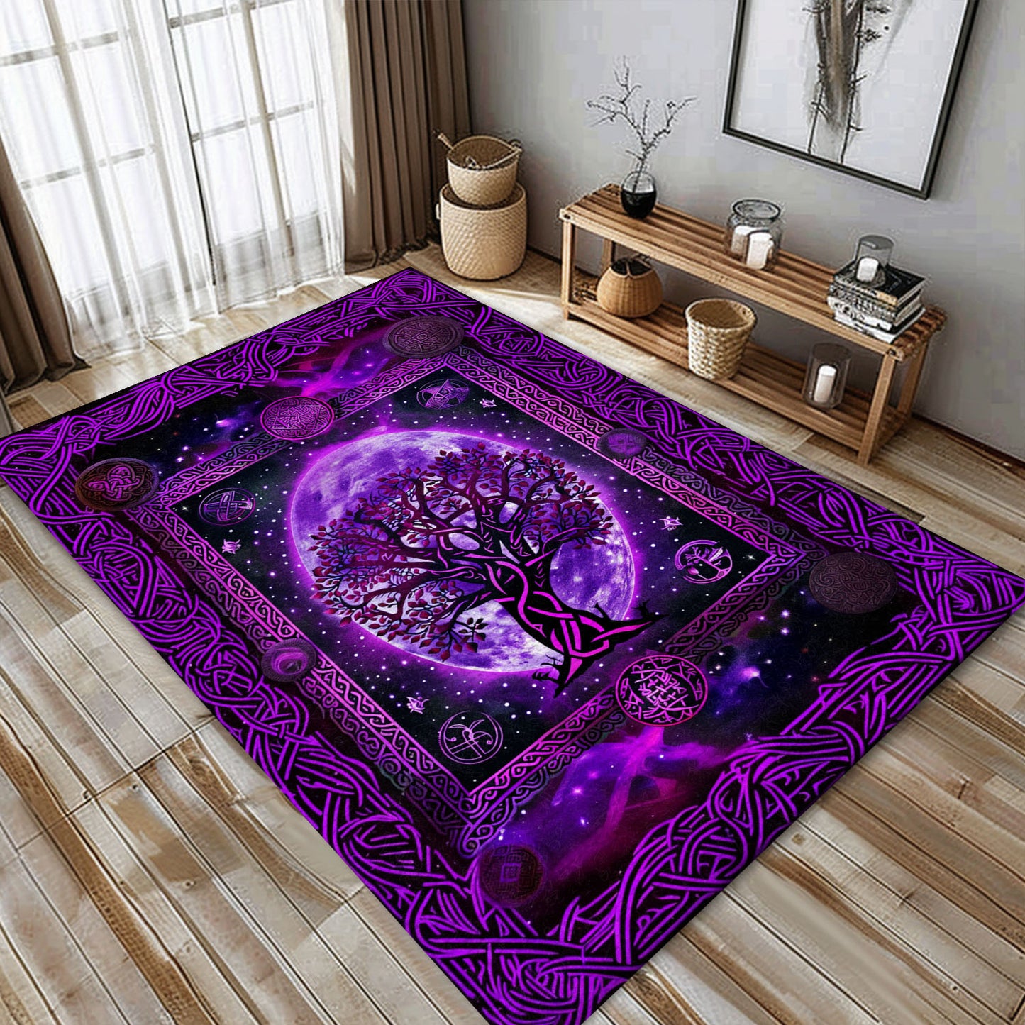 Norse Mythology-Inspired Celtic Tree of Life Rug for Home Décor, Personalized Carpet Viking, Viking Area Rugs for Living Room, Viking Carpet Bedroom, Popular Rug Full Size (3x5, 4x6, 5x8) V15