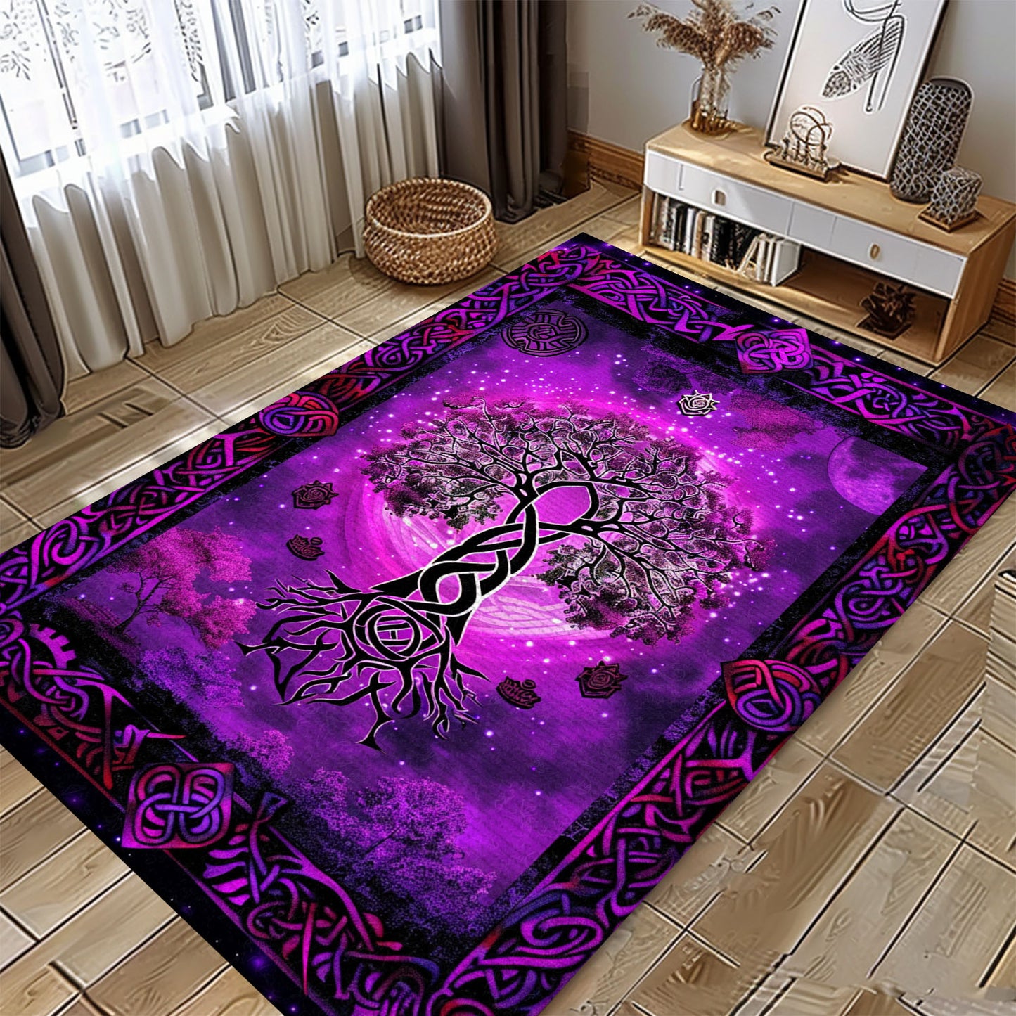 Celtic Tree of Life Viking Rug: Mythical Decor Piece, Personalized Carpet Viking, Viking Area Rugs for Living Room, Viking Carpet Bedroom, Popular Rug Full Size (3x5, 4x6, 5x8) V14