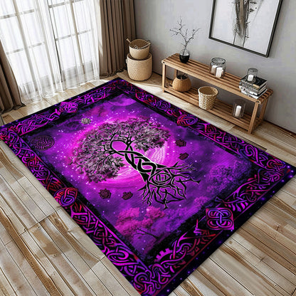 Celtic Tree of Life Viking Rug: Mythical Decor Piece, Personalized Carpet Viking, Viking Area Rugs for Living Room, Viking Carpet Bedroom, Popular Rug Full Size (3x5, 4x6, 5x8) V14