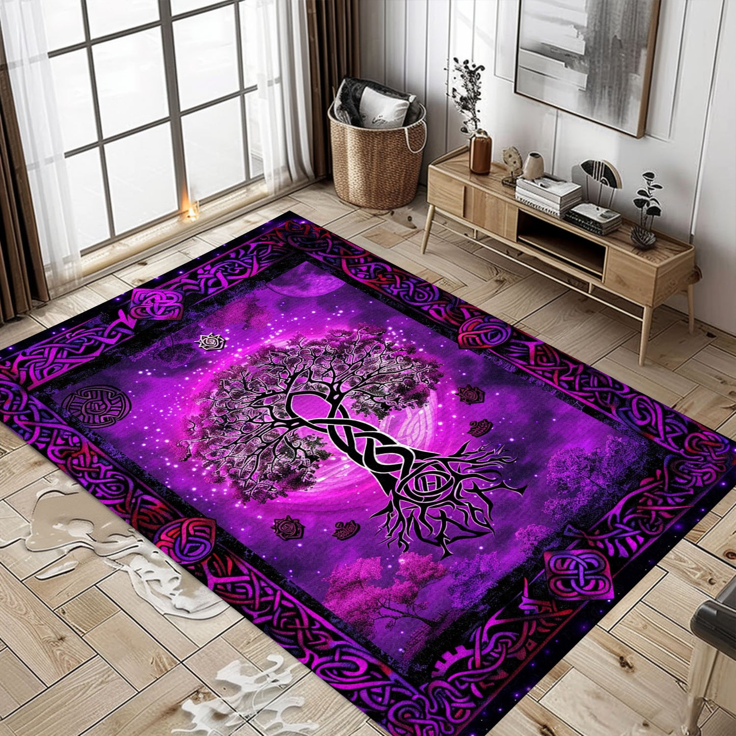 Celtic Tree of Life Viking Rug: Mythical Decor Piece, Personalized Carpet Viking, Viking Area Rugs for Living Room, Viking Carpet Bedroom, Popular Rug Full Size (3x5, 4x6, 5x8) V14