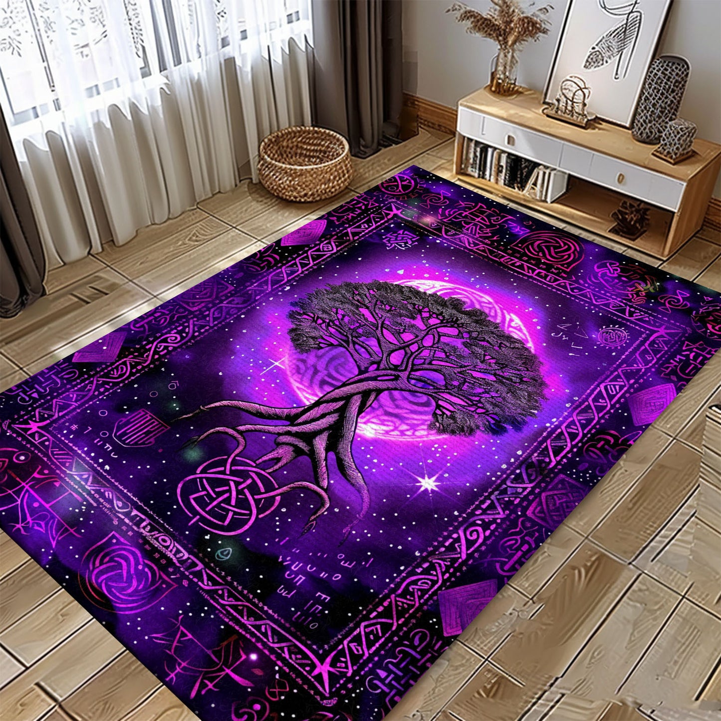 Viking Area Rug Depicting Celtic Tree of Life Symbol Rugs for Living Room Bedroom, Personalized Carpet Viking, Viking Area Rugs for Living Room, Popular Rug Full Size (3x5, 4x6, 5x8) V13