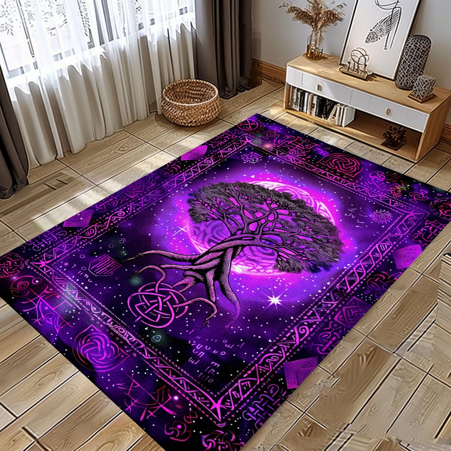 Viking Area Rug Depicting Celtic Tree of Life Symbol Rugs for Living Room Bedroom, Personalized Carpet Viking, Viking Area Rugs for Living Room, Popular Rug Full Size (3x5, 4x6, 5x8) V13