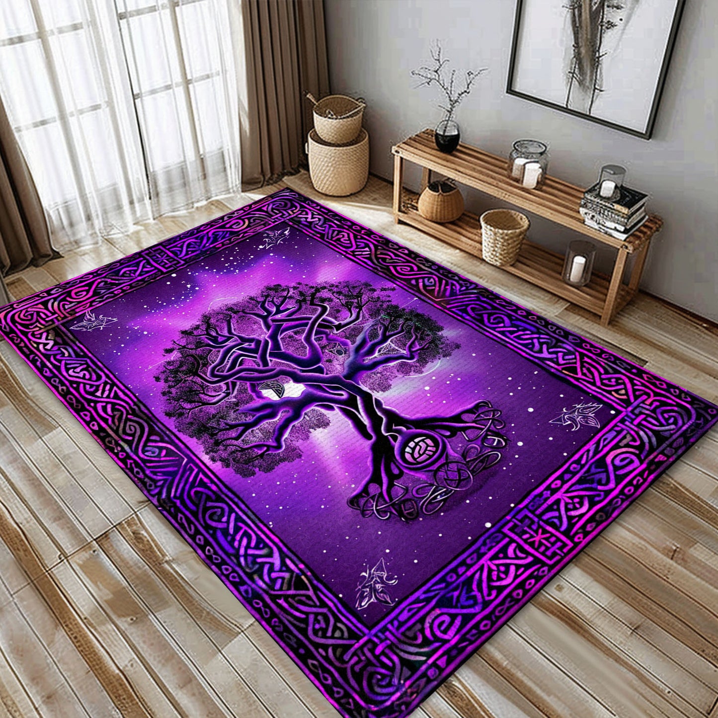 Intricate Celtic Tree of Life Design Rug for Bedroom and Living Room, Personalized Carpet Viking, Popular Rug Full Size (3x5, 4x6, 5x8) V12