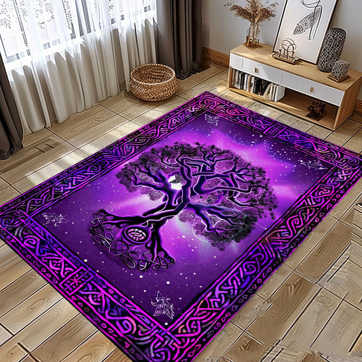 Intricate Celtic Tree of Life Design Rug for Bedroom and Living Room, Personalized Carpet Viking, Popular Rug Full Size (3x5, 4x6, 5x8) V12