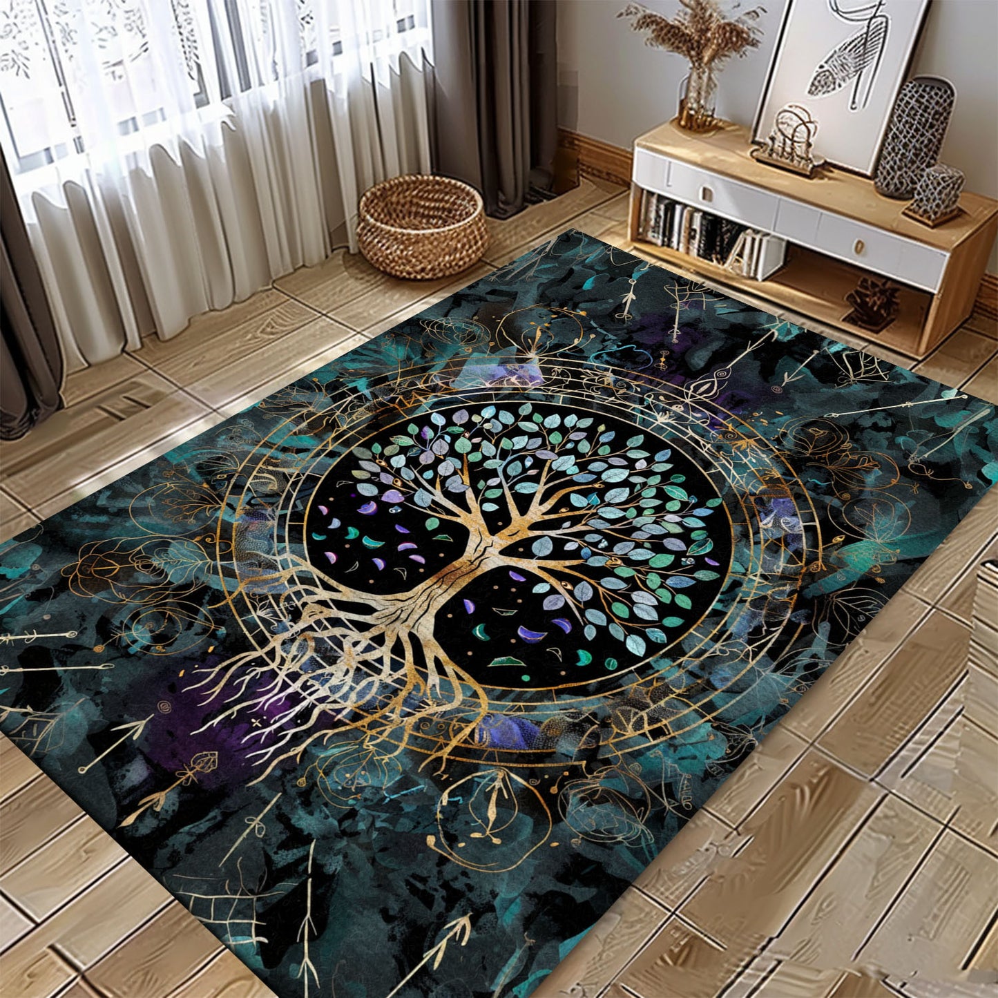 Celtic Tree of Life Viking Rug: Mythological Decor, Personalized Carpet Viking, Viking Area Rugs for Living Room, Viking Carpet Bedroom, Popular Rug Full Size (3x5, 4x6, 5x8) V8