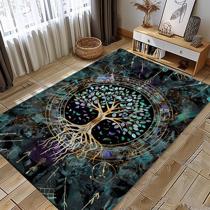 Celtic Tree of Life Viking Rug: Mythological Decor, Personalized Carpet Viking, Viking Area Rugs for Living Room, Viking Carpet Bedroom, Popular Rug Full Size (3x5, 4x6, 5x8) V8