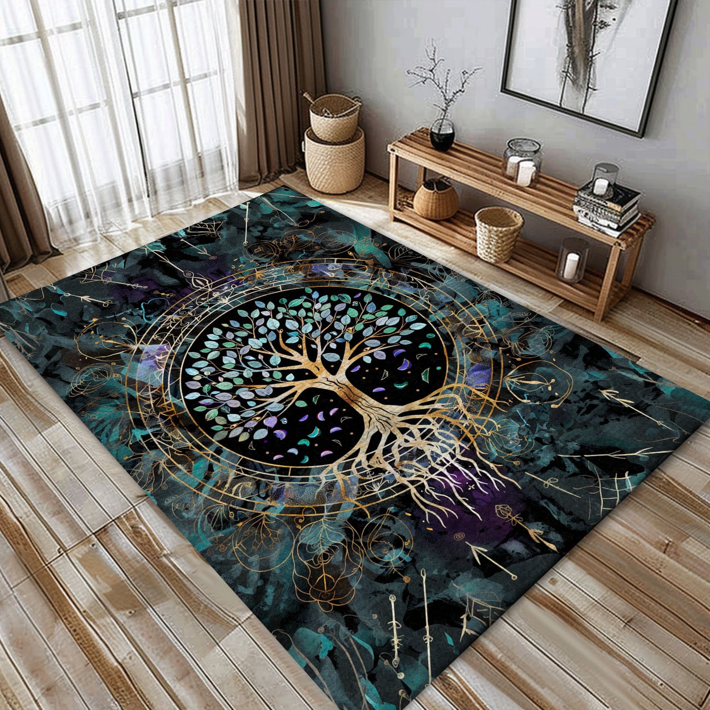 Celtic Tree of Life Viking Rug: Mythological Decor, Personalized Carpet Viking, Viking Area Rugs for Living Room, Viking Carpet Bedroom, Popular Rug Full Size (3x5, 4x6, 5x8) V8