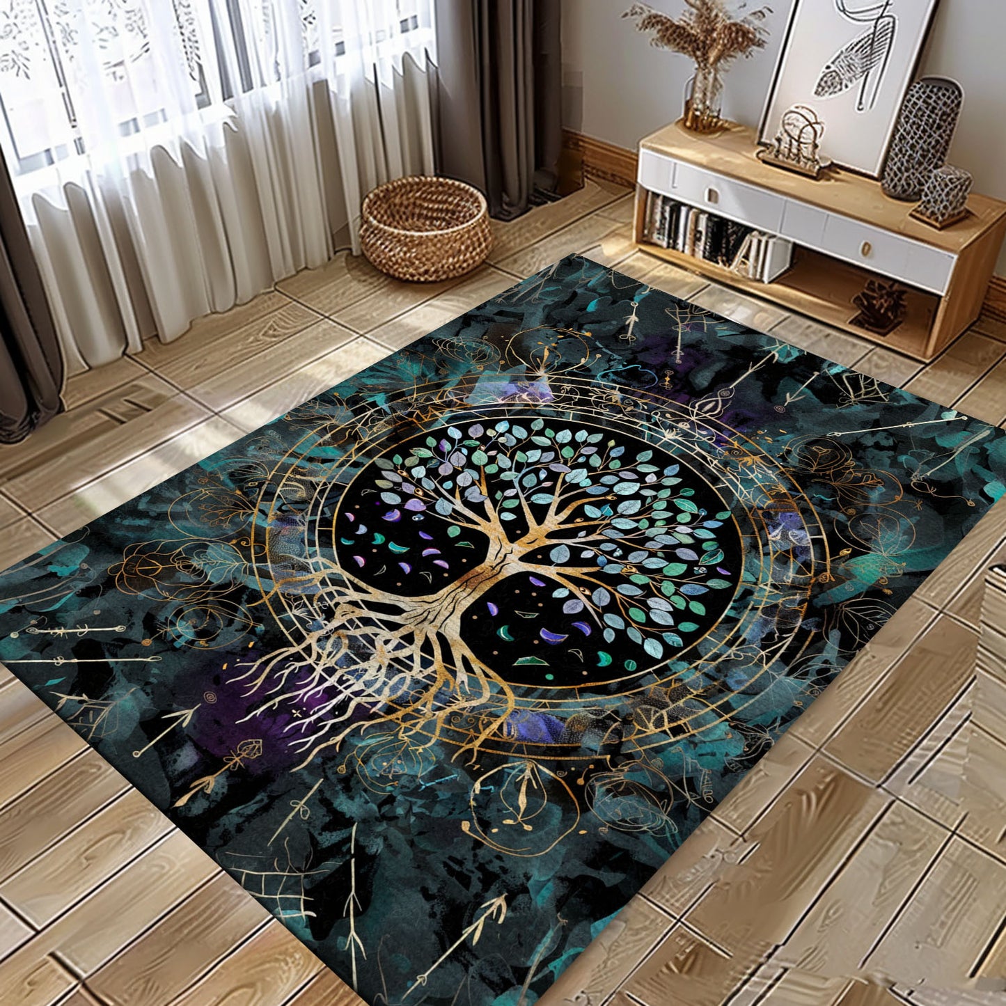 Celtic Tree of Life Viking Rug: Mythological Decor, Personalized Carpet Viking, Viking Area Rugs for Living Room, Viking Carpet Bedroom, Popular Rug Full Size (3x5, 4x6, 5x8) V8