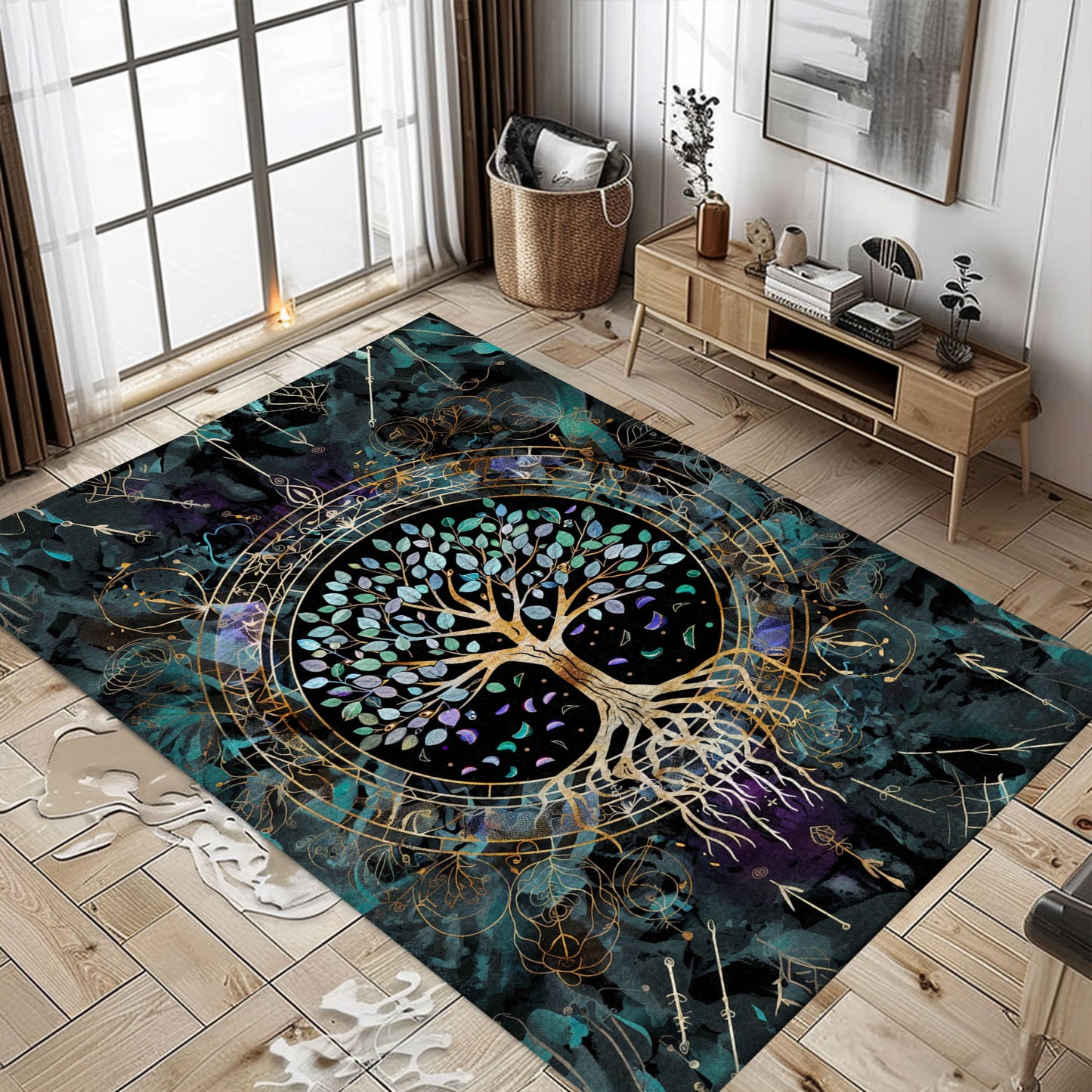 Celtic Tree of Life Viking Rug: Mythological Decor, Personalized Carpet Viking, Viking Area Rugs for Living Room, Viking Carpet Bedroom, Popular Rug Full Size (3x5, 4x6, 5x8) V8