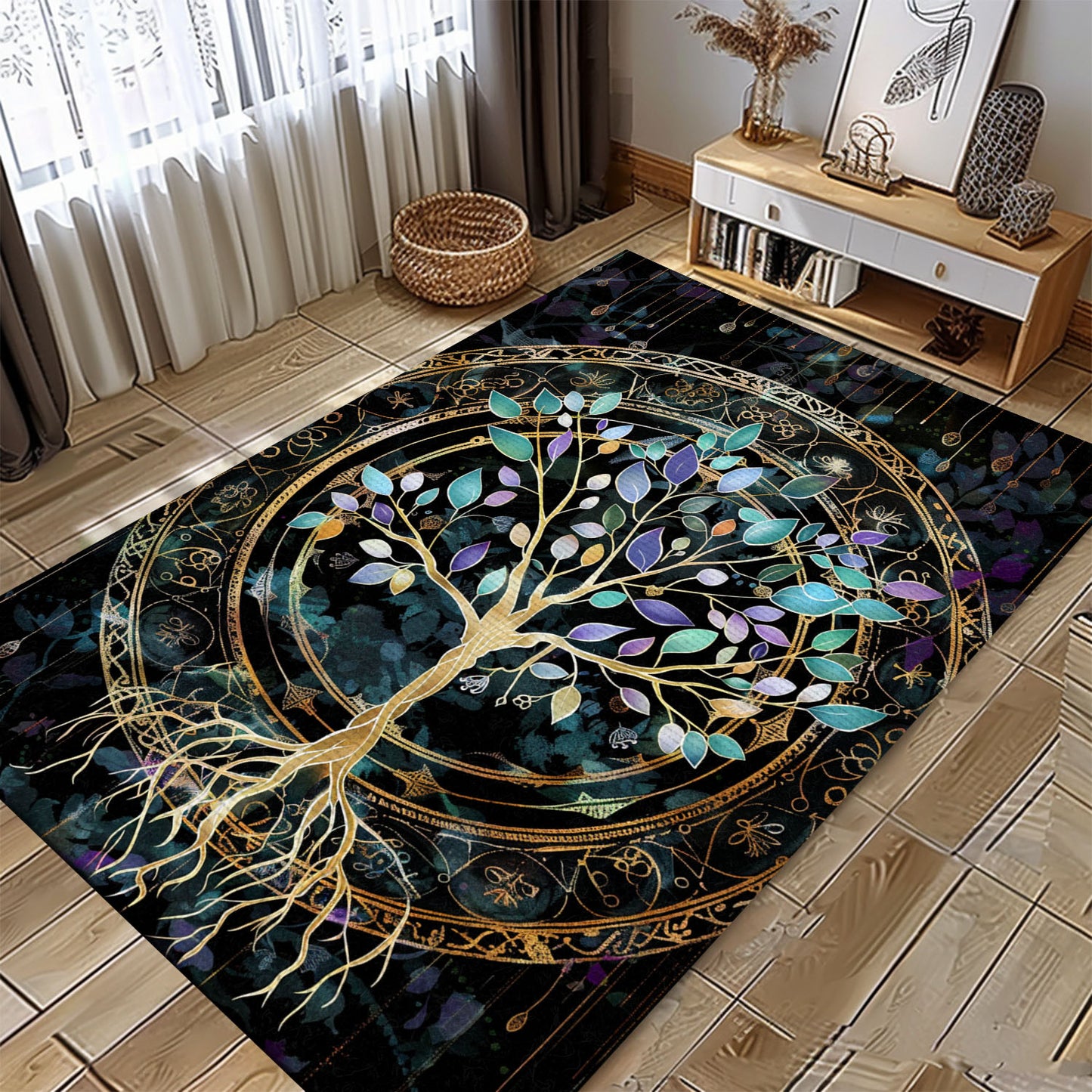 Celtic Tree of Life Design Rug for Bedroom and Living Room, Personalized Carpet Viking, Viking Area Rugs for Living Room, Viking Carpet Bedroom, Popular Rug Full Size (3x5, 4x6, 5x8) V6