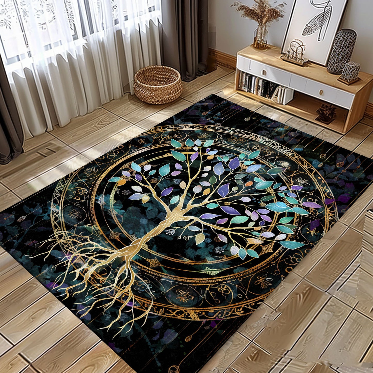 Celtic Tree of Life Design Rug for Bedroom and Living Room, Personalized Carpet Viking, Viking Area Rugs for Living Room, Viking Carpet Bedroom, Popular Rug Full Size (3x5, 4x6, 5x8) V6