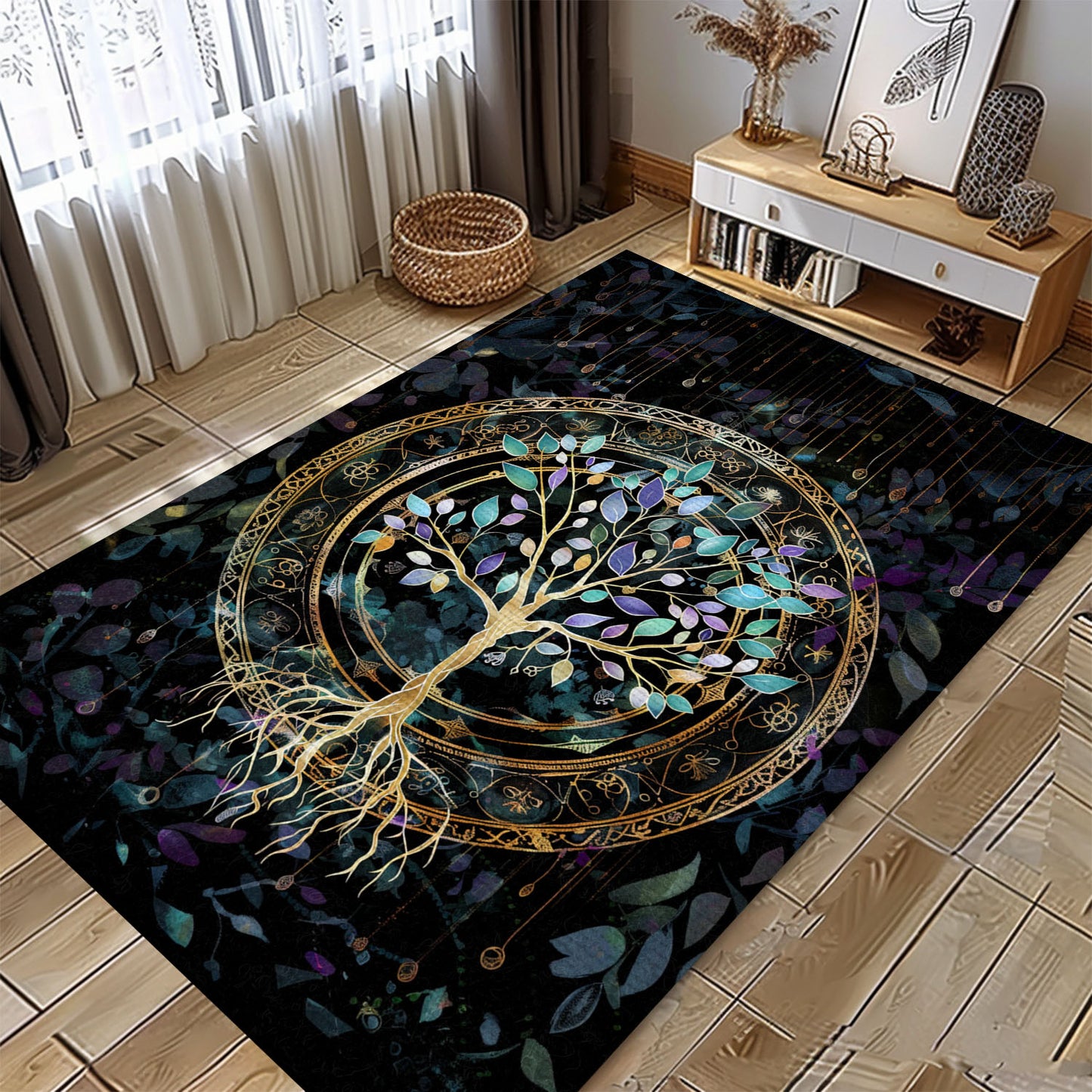 Unique Viking Area Rug: Celtic Tree of Life Motif, Personalized Carpet Viking, Viking Area Rugs for Living Room, Viking Carpet Bedroom, Popular Rug Full Size (3x5, 4x6, 5x8) V5