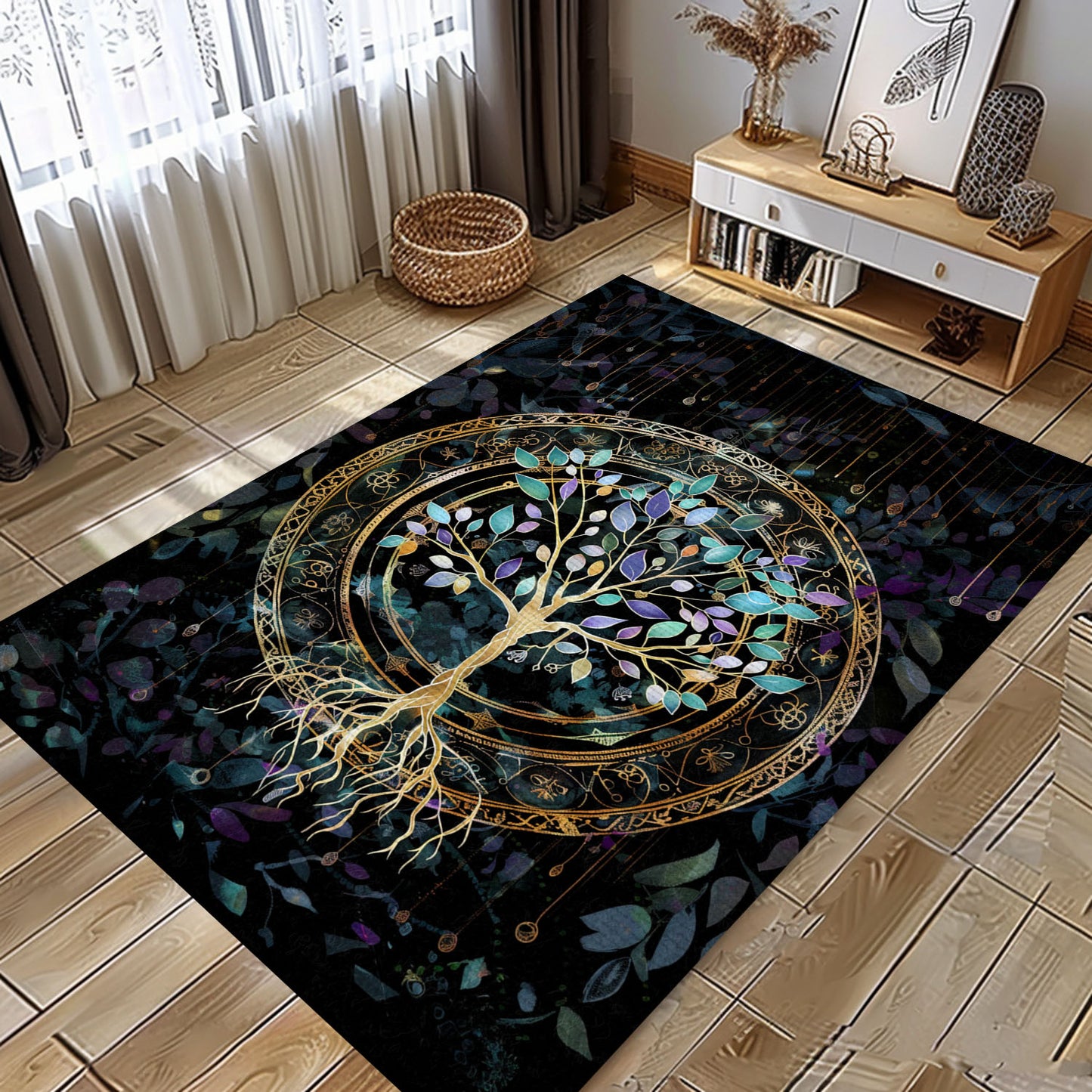 Unique Viking Area Rug: Celtic Tree of Life Motif, Personalized Carpet Viking, Viking Area Rugs for Living Room, Viking Carpet Bedroom, Popular Rug Full Size (3x5, 4x6, 5x8) V5