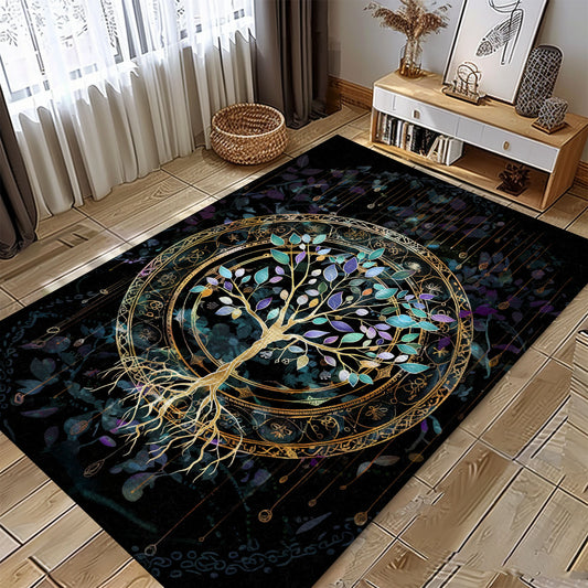 Celtic Tree of Life Rug: Norse Mythology Inspired, Personalized Carpet Viking, Viking Area Rugs for Living Room, Viking Carpet Bedroom, Popular Rug Full Size (3x5, 4x6, 5x8) V4