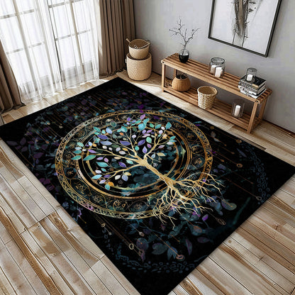 Celtic Tree of Life Rug: Norse Mythology Inspired, Personalized Carpet Viking, Viking Area Rugs for Living Room, Viking Carpet Bedroom, Popular Rug Full Size (3x5, 4x6, 5x8) V4