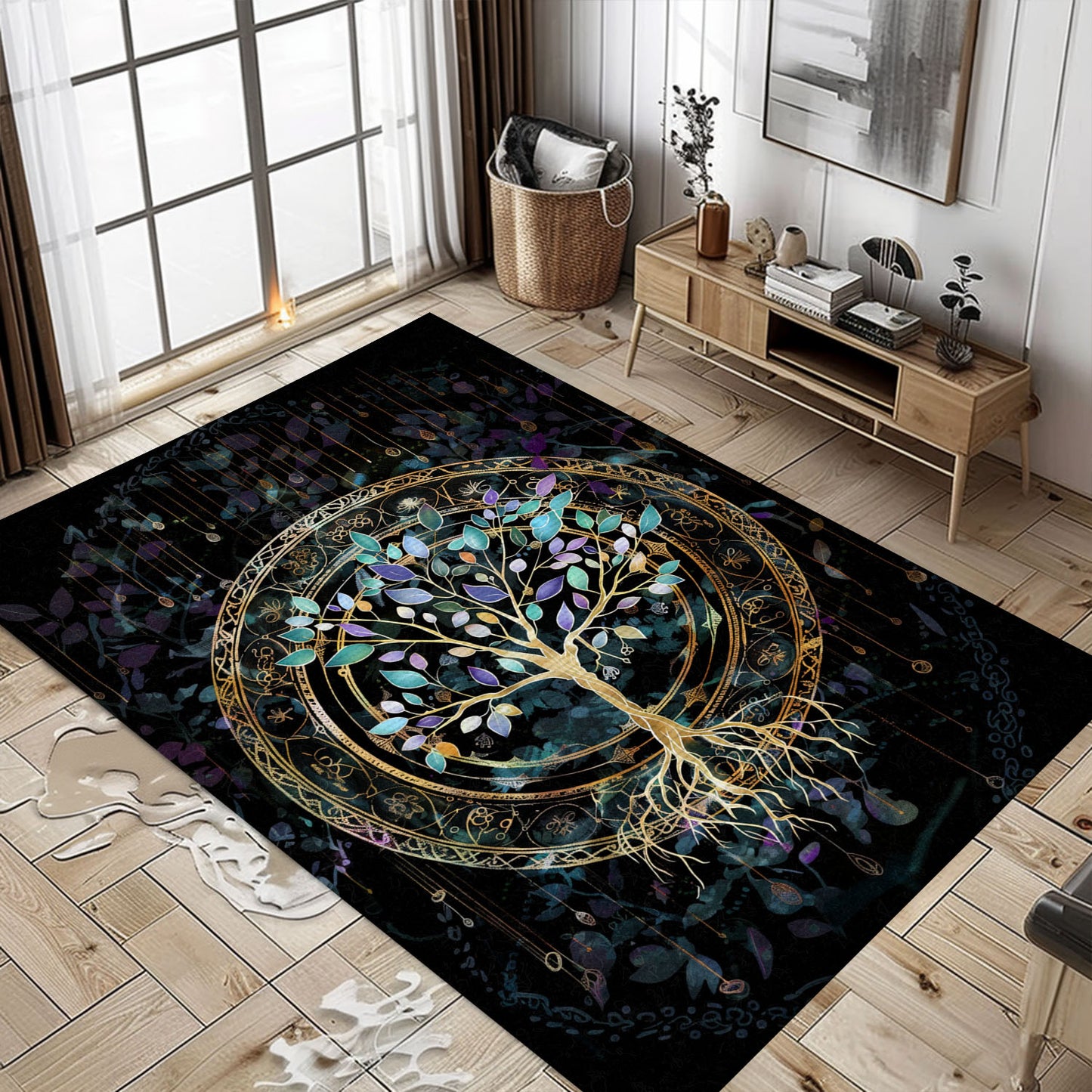 Celtic Tree of Life Rug: Norse Mythology Inspired, Personalized Carpet Viking, Viking Area Rugs for Living Room, Viking Carpet Bedroom, Popular Rug Full Size (3x5, 4x6, 5x8) V4