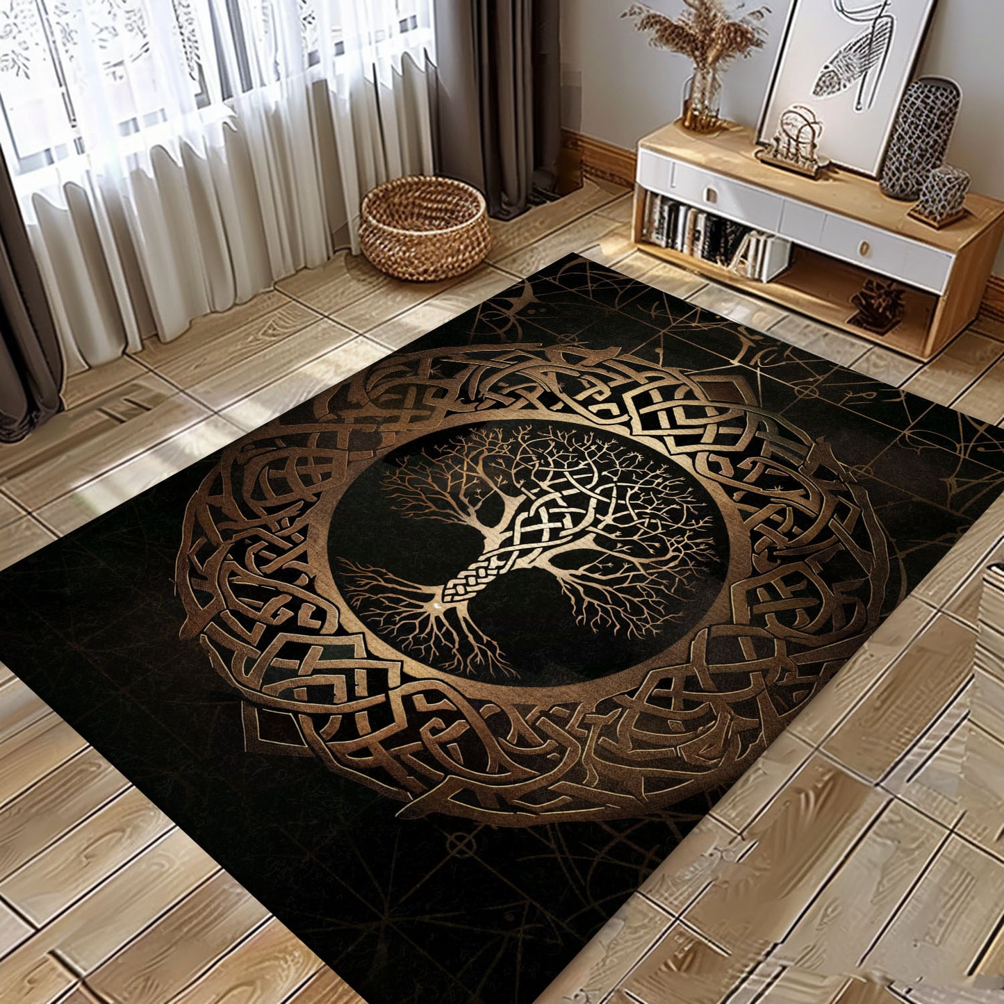 Viking Area Rug: Celtic Tree of Life Design, Personalized Carpet Viking, Viking Area Rugs for Living Room, Viking Carpet Bedroom, Popular Rug Full Size (3x5, 4x6, 5x8) V3