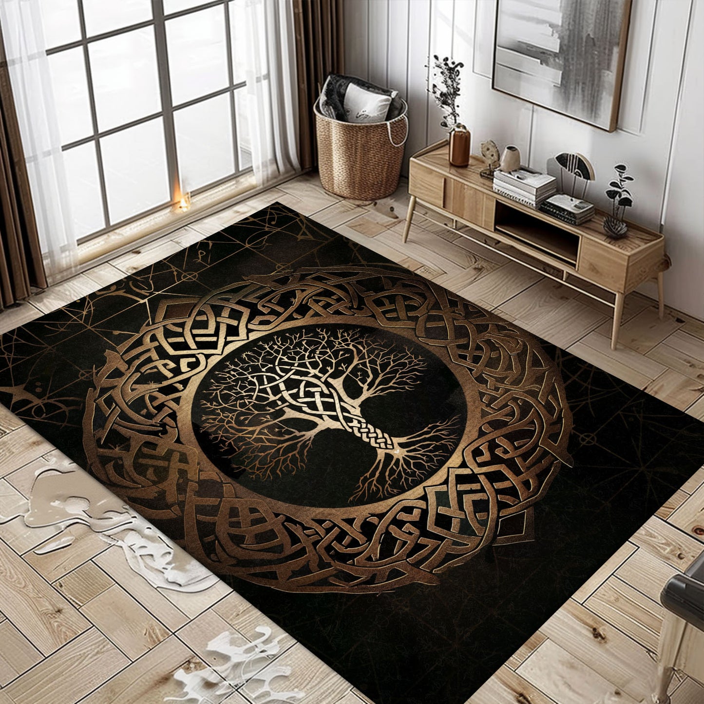 Viking Area Rug: Celtic Tree of Life Design, Personalized Carpet Viking, Viking Area Rugs for Living Room, Viking Carpet Bedroom, Popular Rug Full Size (3x5, 4x6, 5x8) V3