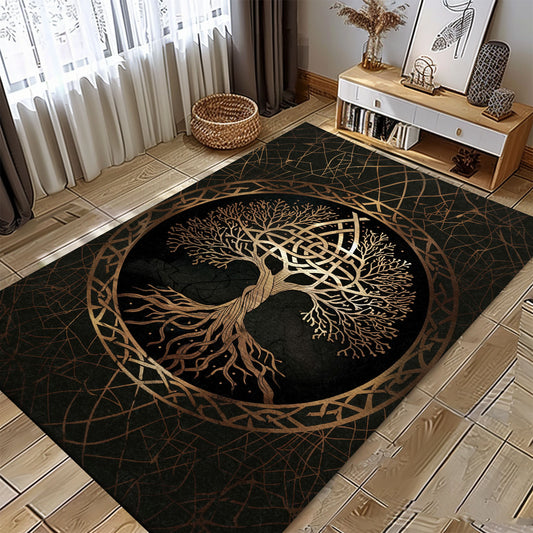 Norse Mythology Inspired Celtic Tree of Life Rug, Personalized Carpet Viking, Viking Area Rugs for Living Room, Viking Carpet Bedroom, Popular Rug Full Size (3x5, 4x6, 5x8) V2