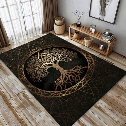 Norse Mythology Inspired Celtic Tree of Life Rug, Personalized Carpet Viking, Viking Area Rugs for Living Room, Viking Carpet Bedroom, Popular Rug Full Size (3x5, 4x6, 5x8) V2