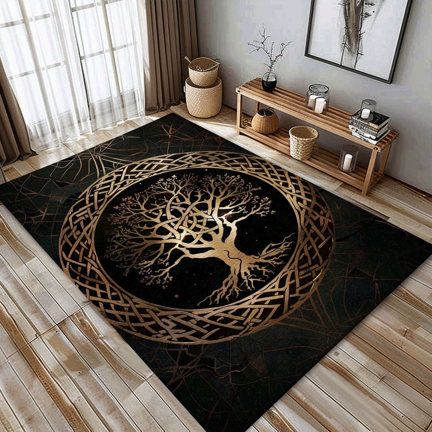 Celtic Tree of Life Viking Area Rug: Bedroom and Living Room Decor, Personalized Carpet Viking, Viking Area Rugs for Living Room, Viking Carpet Bedroom, Popular Rug Full Size (3x5, 4x6, 5x8) V1