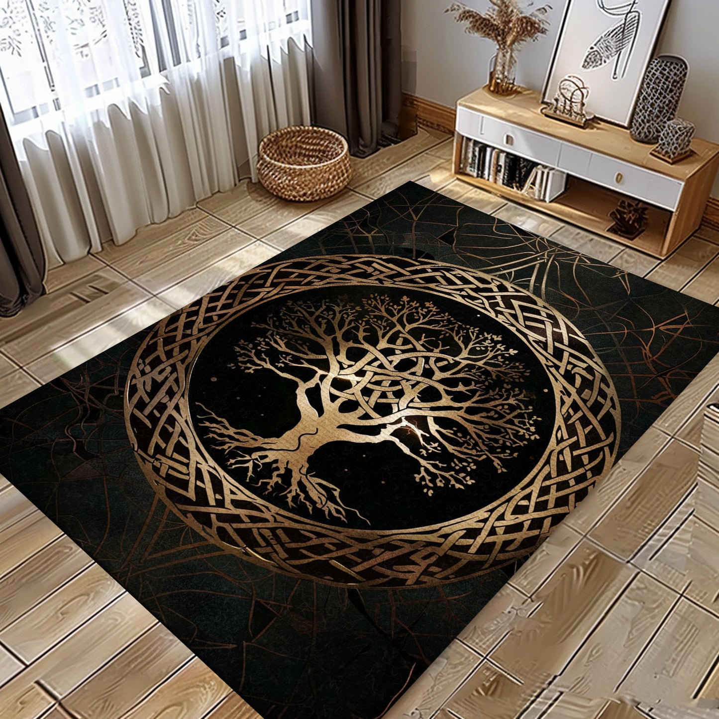 Celtic Tree of Life Viking Area Rug: Bedroom and Living Room Decor, Personalized Carpet Viking, Viking Area Rugs for Living Room, Viking Carpet Bedroom, Popular Rug Full Size (3x5, 4x6, 5x8) V1