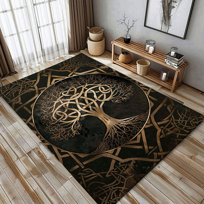 Unique Celtic Tree of Life Viking Area Rug – Perfect for Bedrooms and Living Rooms Inspired by Norse Legends, Personalized Carpet Viking, Popular Rug Full Size (3x5, 4x6, 5x8) V19