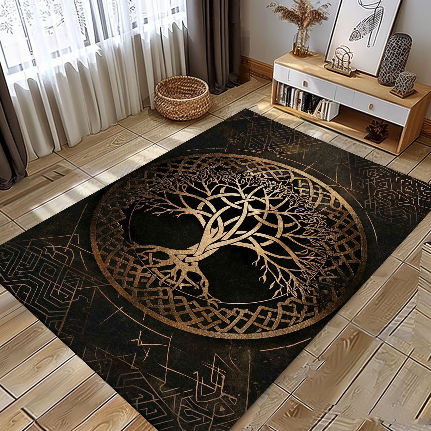 Celtic Tree of Life Viking Rug – Ideal for Adding Elegance and History to Your Home Decor, Personalized Carpet Viking, Popular Rug Full Size (3x5, 4x6, 5x8) V18