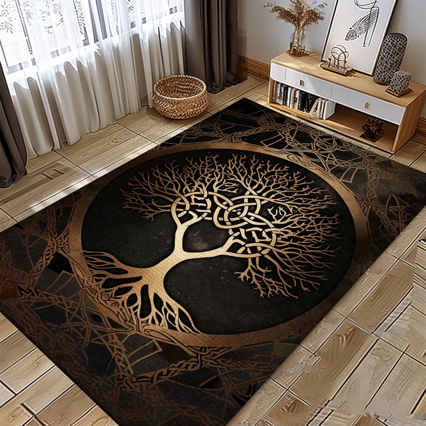 Luxurious Celtic Tree of Life Viking Area Rug – A Unique Gift for Fans of Viking Culture and Mythology, Personalized Carpet Viking, Popular Rug Full Size (3x5, 4x6, 5x8) V17