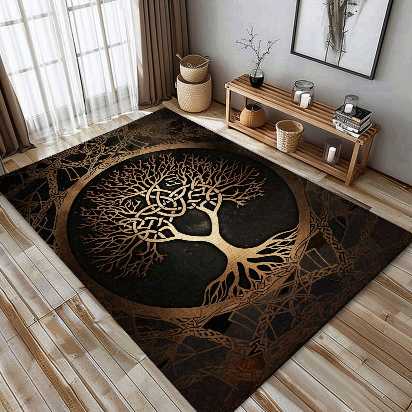 Luxurious Celtic Tree of Life Viking Area Rug – A Unique Gift for Fans of Viking Culture and Mythology, Personalized Carpet Viking, Popular Rug Full Size (3x5, 4x6, 5x8) V17