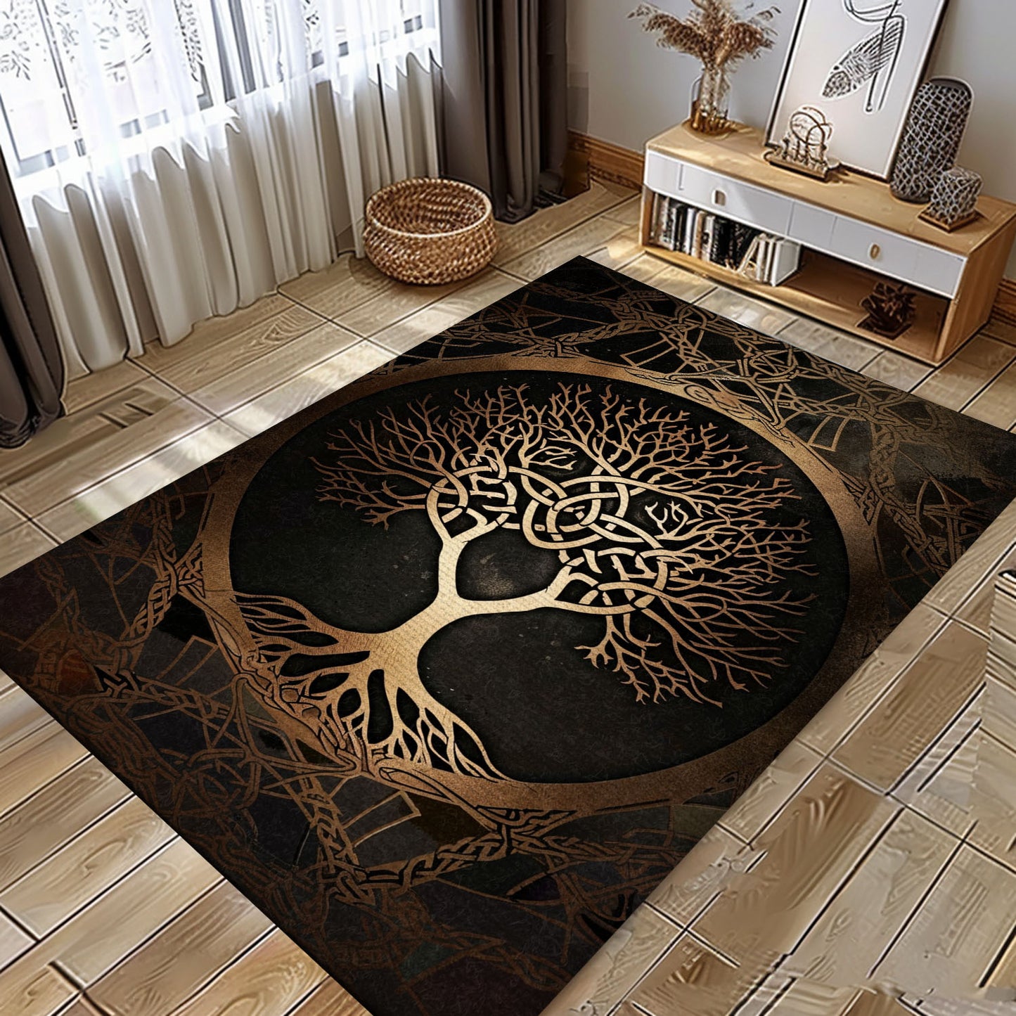 Luxurious Celtic Tree of Life Viking Area Rug – A Unique Gift for Fans of Viking Culture and Mythology, Personalized Carpet Viking, Popular Rug Full Size (3x5, 4x6, 5x8) V17