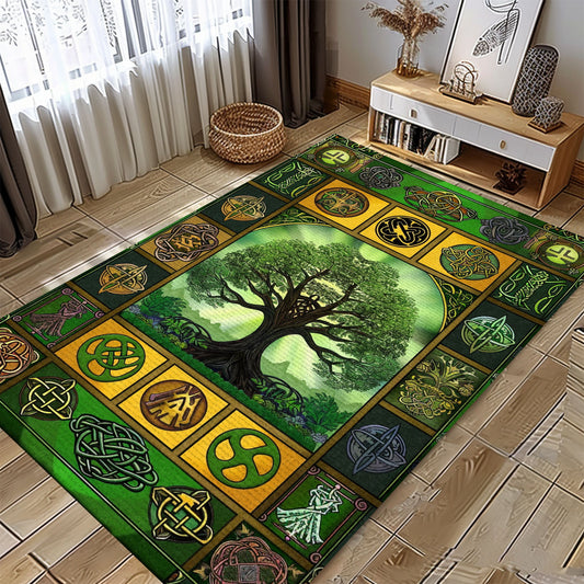 Norse Mythology-Inspired Viking Area Rug with Celtic Tree of Life, Personalized Carpet Viking, Viking Area Rugs for Living Room, Viking Carpet Bedroom, Popular Rug Full Size (3x5, 4x6, 5x8) V7